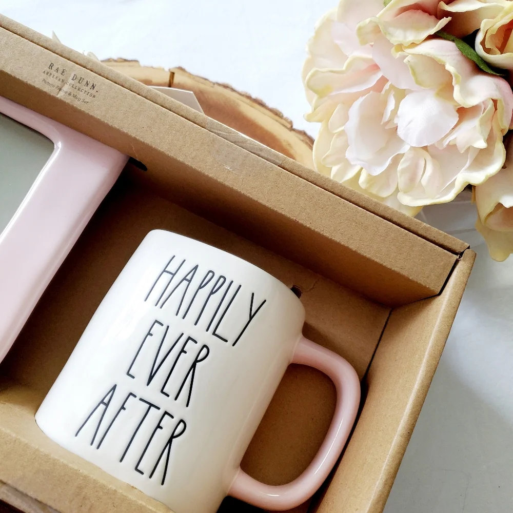 Rae Dunn 'I LOVE US' Picture Frame & 'HAPPILY EVER AFTER' Mug 2 Pc Set